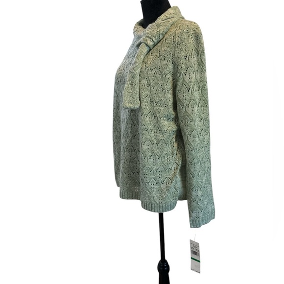 NWT Alfred Dunner Sage Green Pointelle Knit Turtleneck Sweater Size L Classics - Picture 3 of 10